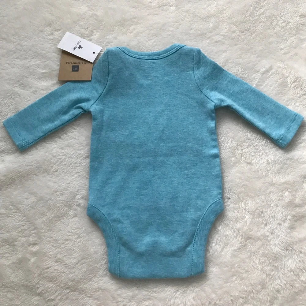 NWT Baby Gap light blue long sleeve onesie